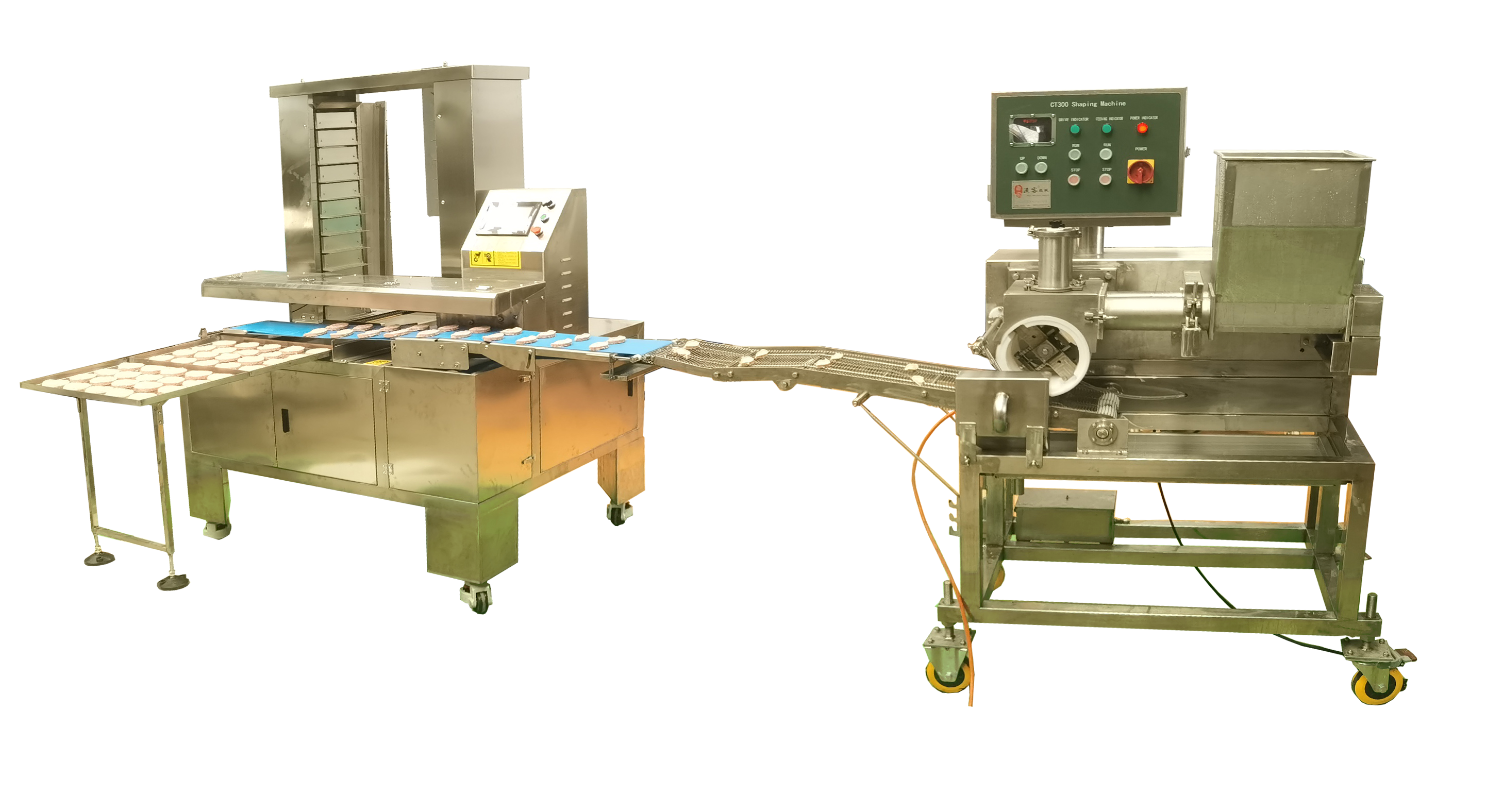 Meat cake making machine, pure meat cake, 70g each, weight can be adjusted, automatic plate feeding,